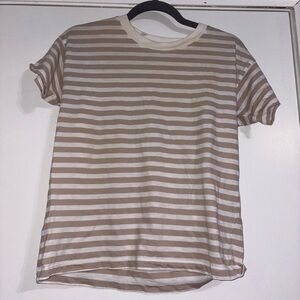J.Crew Tan & White Striped T-Shirt – Size XXS 🤎🤍